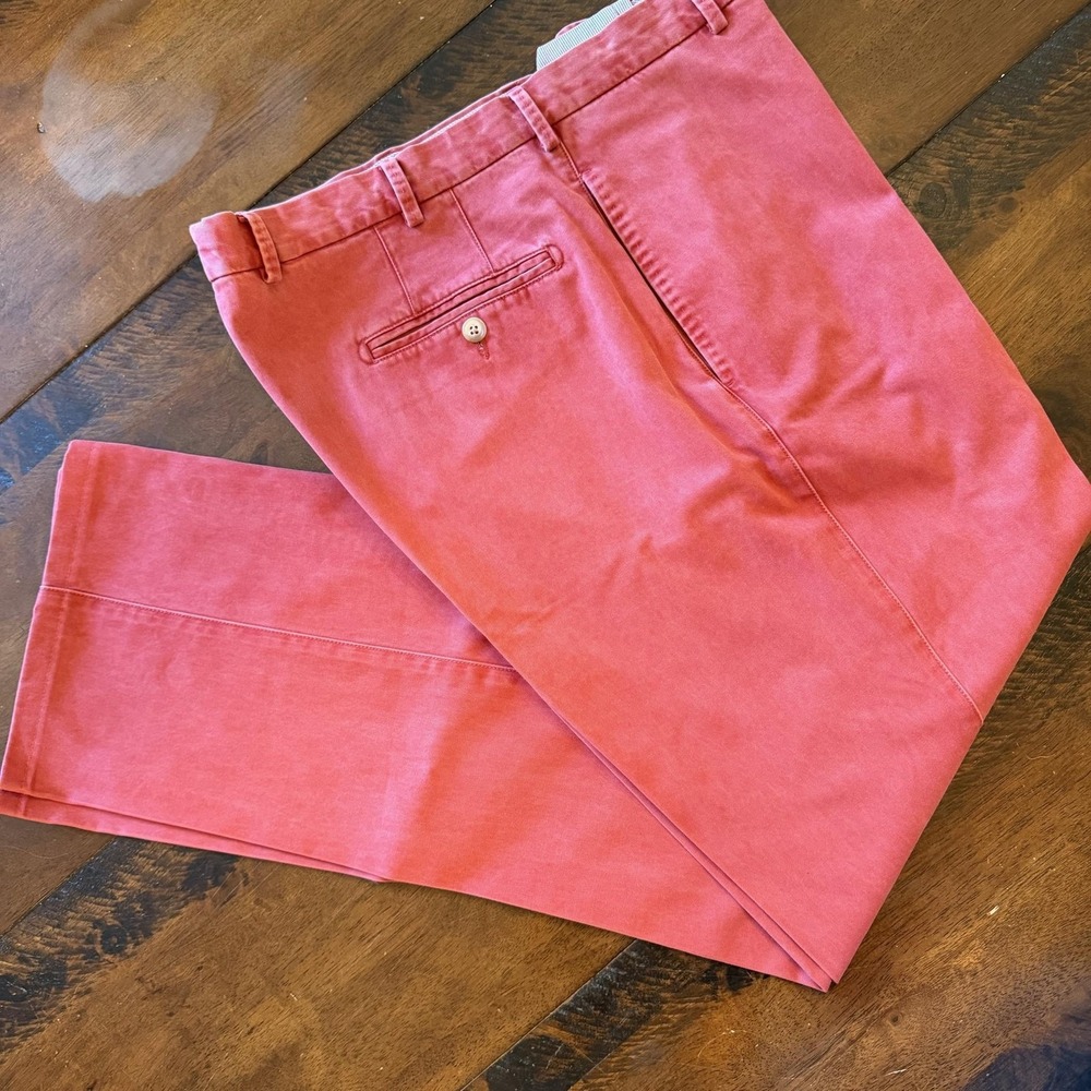 Peter Millar Mens 36x31 Pink Pima Cotton Chino Classic Straight Leg Pants